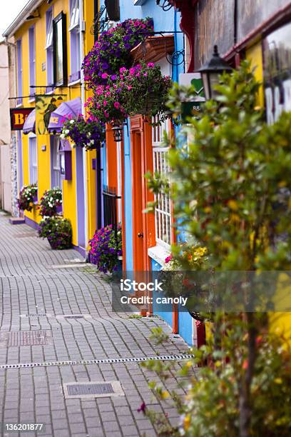 Row Of Colorful Building Fronts Seen From The Street Stock Photo - Download Image Now