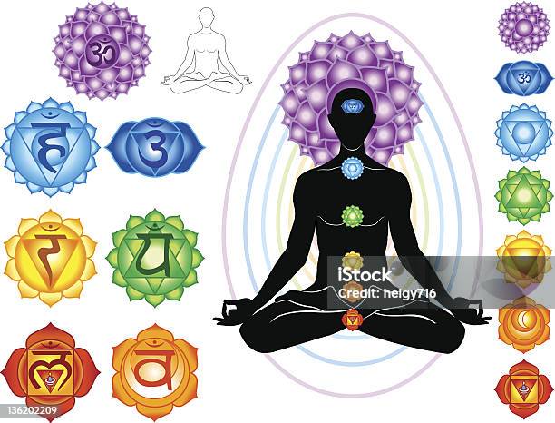 Simboli Del Chakra - Immagini vettoriali stock e altre immagini di Aura - Aura, Buddismo, Centro benessere - Stabilimento termale