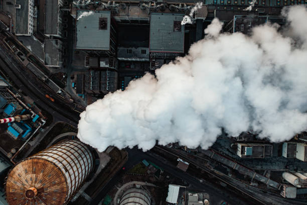 Aerial view of thermal power station stock photo