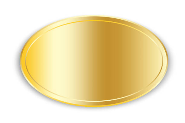 Golden plate icon. Name tag. Oval shape. Realistic design. Gradient effect. Simple art. Vector illustration. Stock image. Golden plate icon. Name tag. Oval shape. Realistic design. Gradient effect. Simple art. Vector illustration. Stock image. EPS 10. ellipse stock illustrations