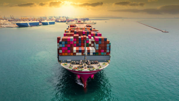 istock Aerial view container cargo ship, import export commerce business trade logistic and transportation of International by container cargo ship boat in the open sea, Freight shipping maritime. 1362040134