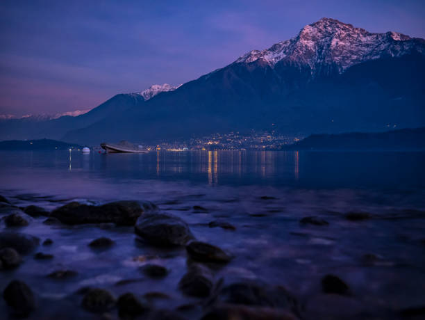 Sunset on Lake Como in winter