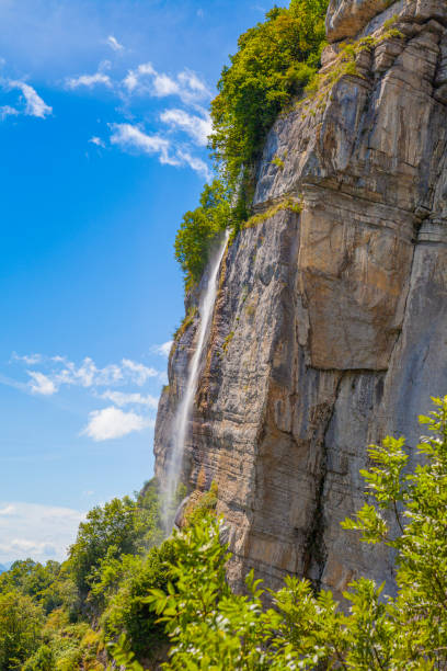 waterfall of crolles french alps - crolles imagens e fotografias de stock