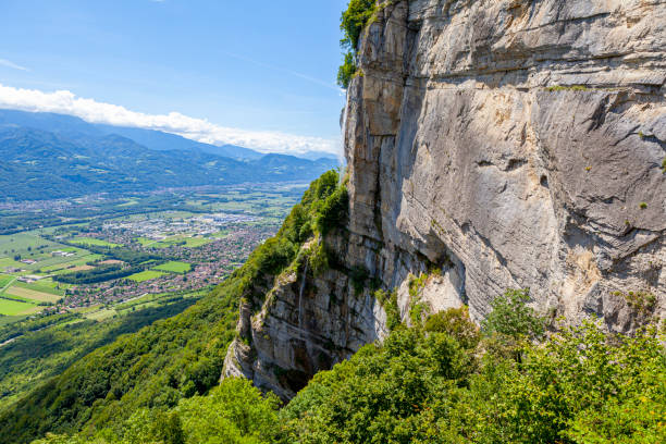 waterfall of crolles french alps - crolles imagens e fotografias de stock