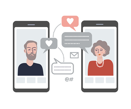 Senior people on smartphones. Elderly couple using modern technology to communicate.