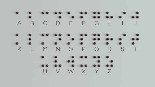 istock Braille Alphabet Guide A-Z Visually Impaired Writing System Symbol Formed out of Black Spheres with White Background International Braille Day 4 January Communicate 1362048817