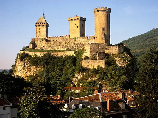 chateau old town foix pyrenees france europe