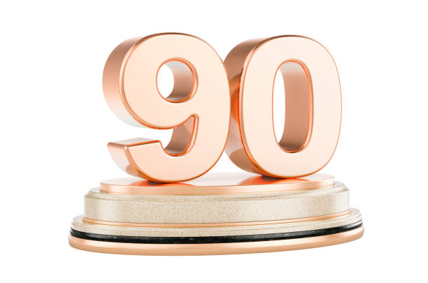 istock Golden 90 on the podium, award concept. 3D rendering 1362060294