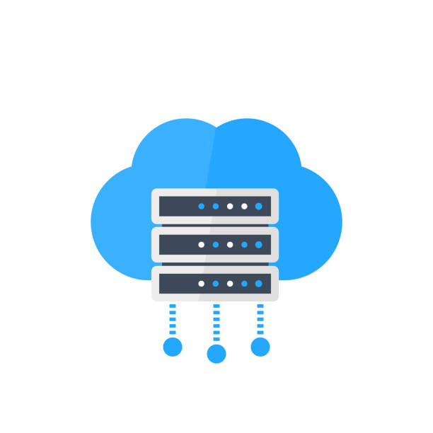 сервер, услуги хостинга векторная иллюстрация - network server illustrations stock illustrations