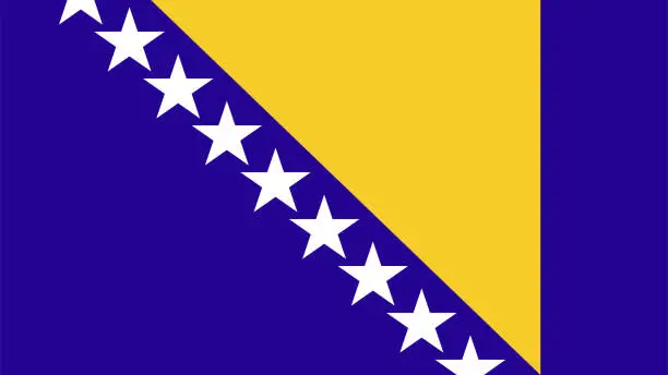 Vector illustration of National Flag of Bosnia and Herzegovina Eps File - Bosnian and Herzegovinan Flag Vector File
