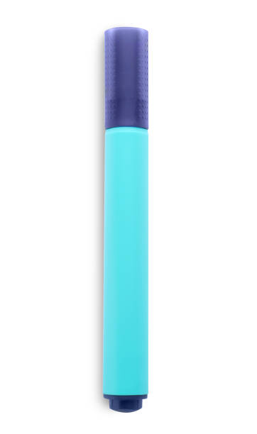 istock Bright color highlighter pen isolated on white, top view. School stationery 1362066592