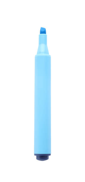 istock Bright color highlighter pen isolated on white, top view. School stationery 1362066965