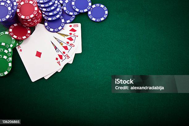 Royal Flush Gambling Chip Stock Photo - Download Image Now - Poker - Card Game, Table, Casino