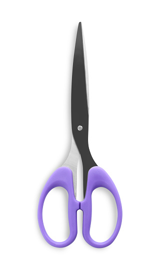 Pair of scissors isolated on white, top view. School stationery