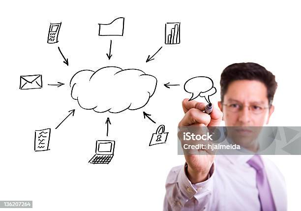 Cloud Computing Schema Stockfoto und mehr Bilder von Cloud Computing - Cloud Computing, Diagramm, Weißer Hintergrund