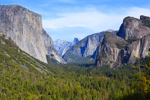 The view of the Yosemite Valley from the tunnel entrance. Yosemite National Park, California, USA
