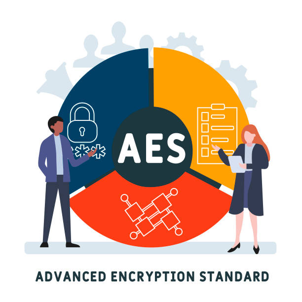 illustrazioni stock, clip art, cartoni animati e icone di tendenza di aes - advanced encryption standard acronimo - aes