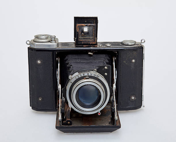 isolated old vintage camera stock photo