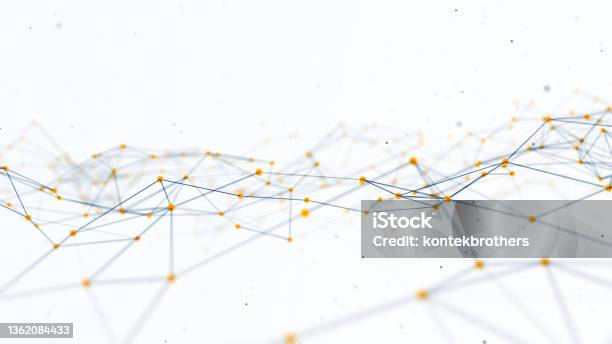 Digital Data Of Particle Wave And Network Connection Stock Photo - Download Image Now