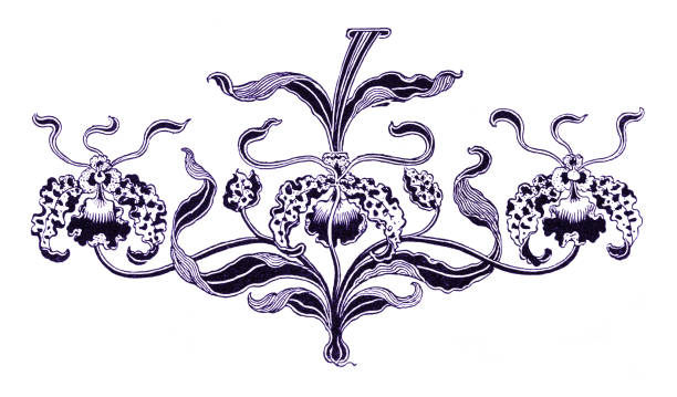 Art Nouveau Design Element For Decoration Violet Orchid Flower