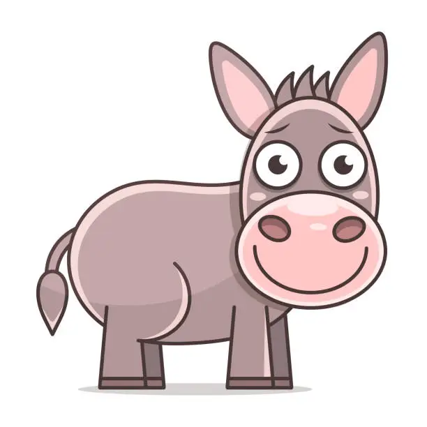 Vector illustration of donkey cute illustration, donkey cartoon, donkey vector, donkey