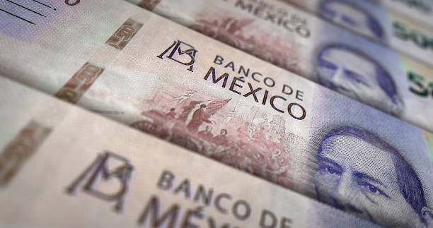 mexiko pesos geld banknoten pack 3d illustration - mexican currency stock-fotos und bilder