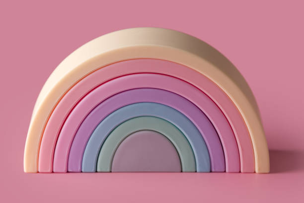 istock Silicone rainbow stacker puzzle, baby stacking toy building blocks, open ended Montessori nesting and sensory fidget toy teether gifts for toddlers and kids. Colorful educational first soft baby toy 1362107338