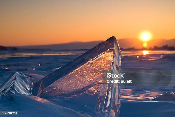 Ice Hummock At Lake Baikal On Sunset Stock Photo - Download Image Now - North Pole, Arctic, Arid Climate
