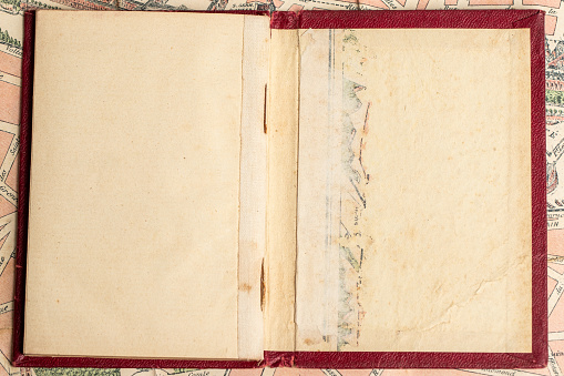 Inside Cover Binding of an Old Guide Book - Yellowing and rusty