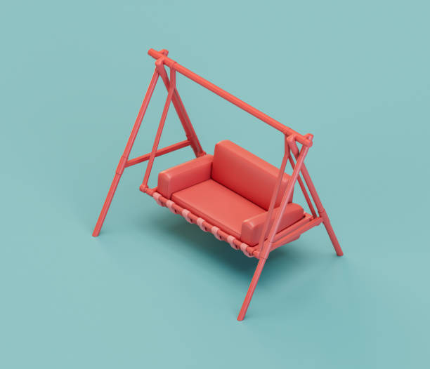 istock A swing with legs and seats. Isometric red color playground object for physical and mental development of children. Monochrome single color, 3d rendering 1362111204