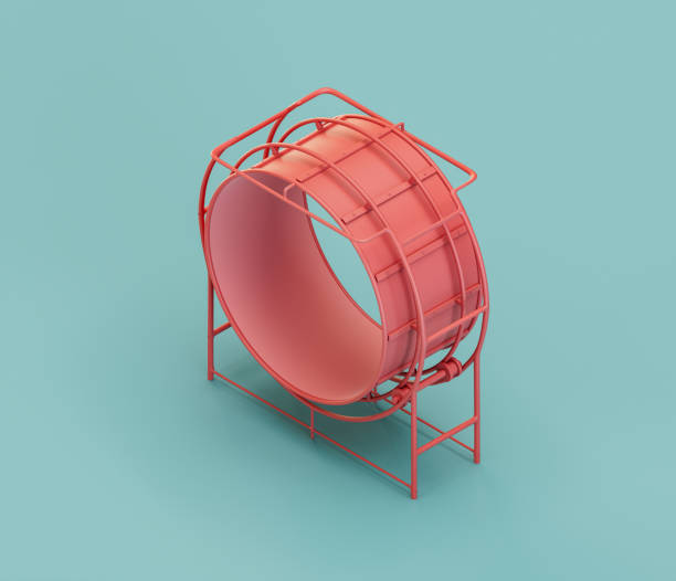 istock Circular jogging panel for kids. Isometric red color playground object for physical and mental development of children. Monochrome single color, 3d rendering 1362114167