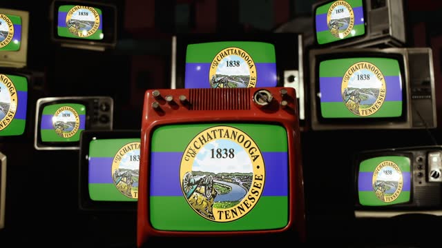 Flag of Chattanooga, Tennessee, and Vintage Televisions.