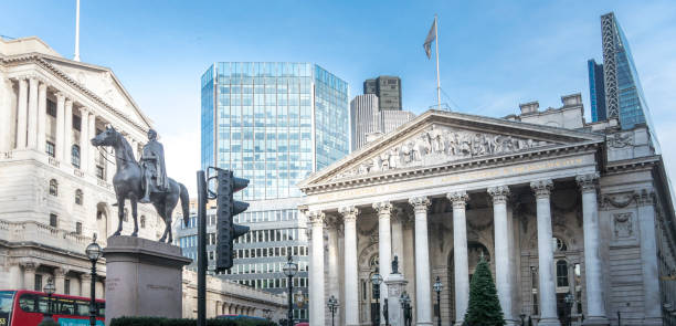 Duke of Wellington Statue and Historic Buildings, London, UK stock photo