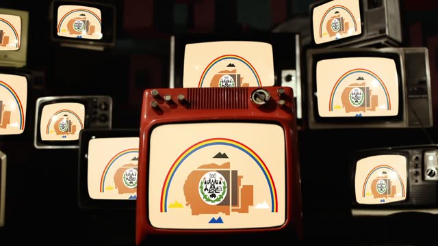 Flag of the Navajo Nation and Vintage Televisions.