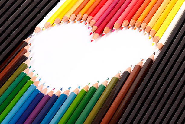 istock Colorful pastel pencil arranged in heart shape 136211701