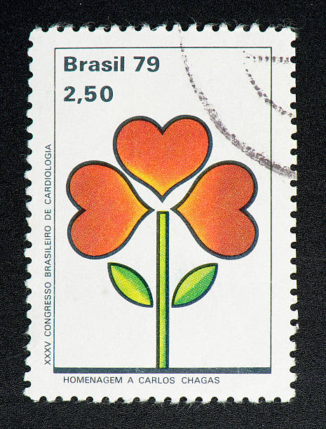 istock brazilian postage stamp, on black background 136211847