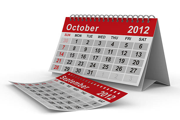 2012 年カレンダーます。10 月。絶縁 3 d 画像 - september calendar 2012 three dimensional shape ストックフォトと画像