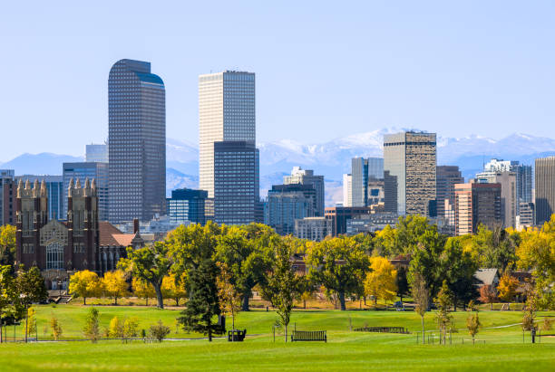 Denver Colorado. Mile High City. Rocky Mountains. stock photo