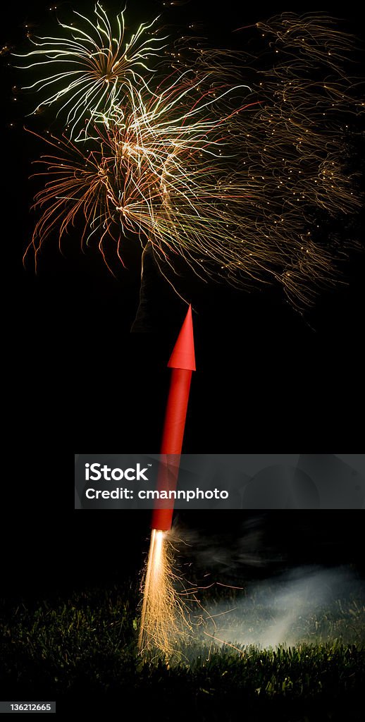 Red Firework Rocker T Rocket And Fireworks Stock Photo - Download Image Now - Bottle, Burning ...