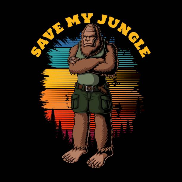 Bigfoot protector of the forest retro vector illustration Bigfoot protector of the forest retro vector illustration for your company or brand big feet cartoon stock illustrations