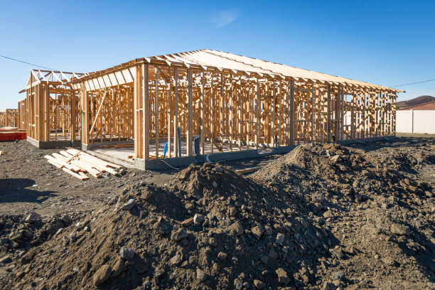 istock Wood Home Framing Abstract At Construction Site 1362129173