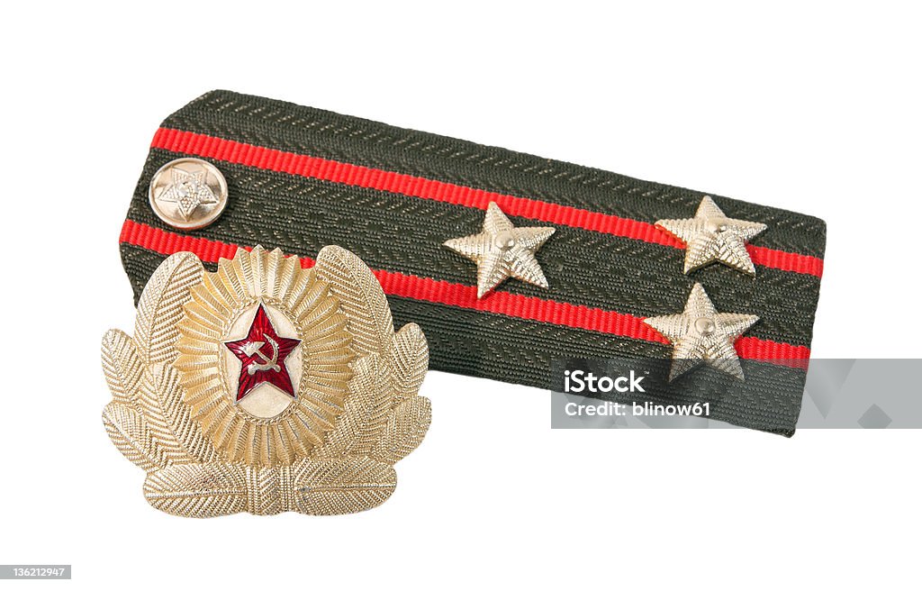 Shoulder strap of soviet army Shoulder strap of soviet army on white background Armed Forces Rank Stock Photo