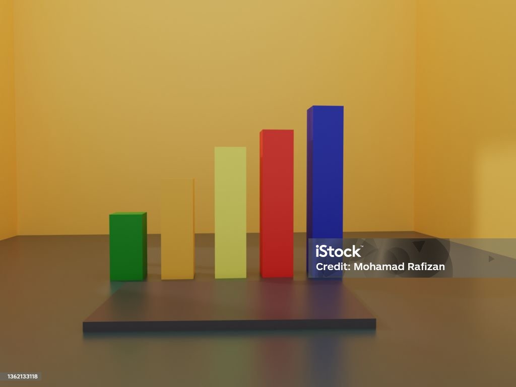 Yellow Empty Room Interior Design With Data Bar Graph Stock Photo ...