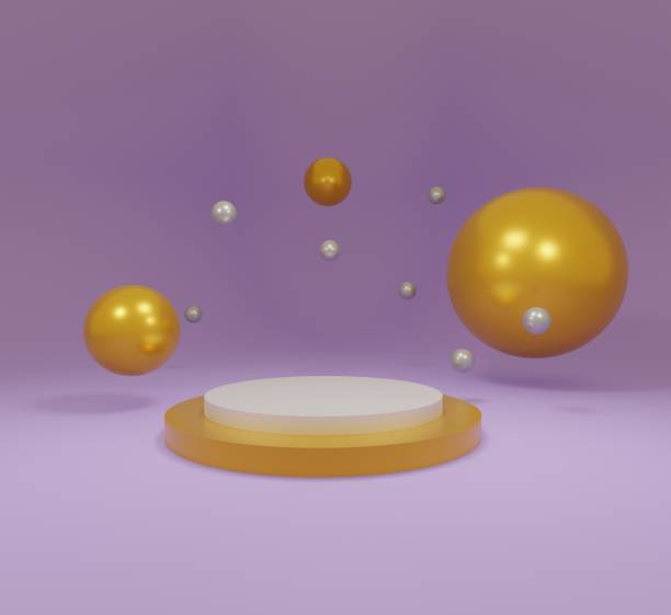 istock Purple empty room interior design with blank stand for showing product 1 1362133637