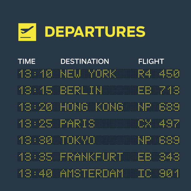 ilustraciones, imágenes clip art, dibujos animados e iconos de stock de tablero de horarios - commercial airplane airport arrival departure board business travel