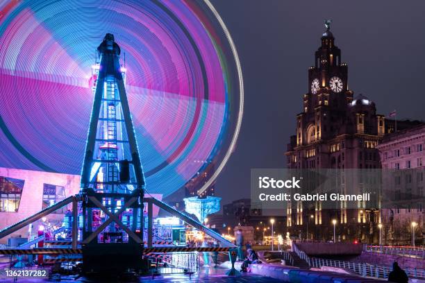 Pier Head Ice Festival Stock Photo - Download Image Now - Liverpool - England, Traditional Festival, Traveling Carnival