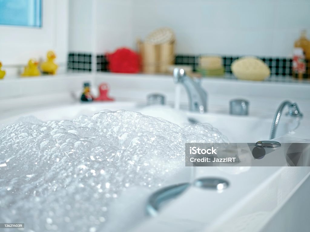 Bubble bath filled tub Tubs Bathtub Stock Photo