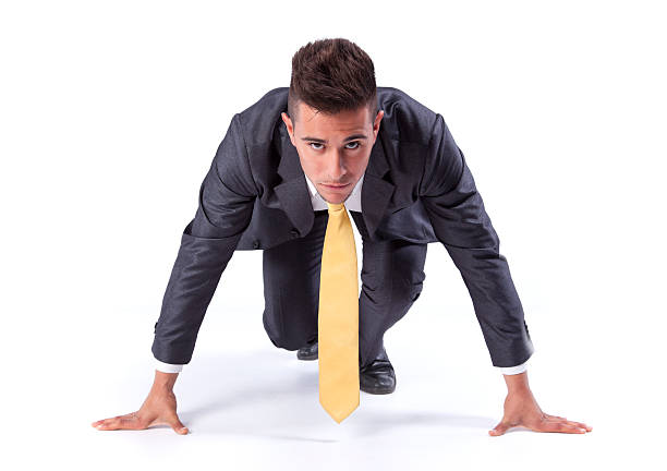 istock Businessman ready to start running 136214909