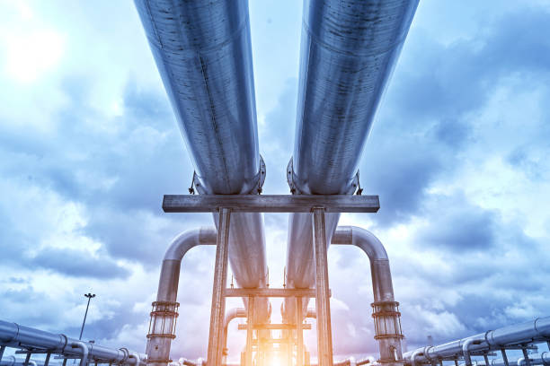 View Directly Below of Transport Pipelines stock photo