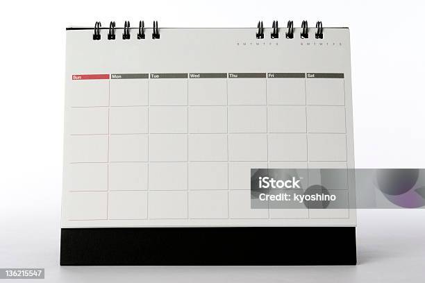 Isolated Shot Of Blank Desktop Calendar On White Background Stock Photo - Download Image Now